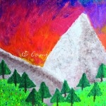 Acrylic and 3-D Paint - Sunset Mountain Scape