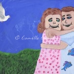 Acrylic and Colored Pencil - Teenagers Hugging