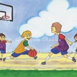 Acrylic and Colored Pencil - Kids Playing Basketball