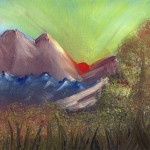 Oil Paint - Mountain Sunset