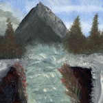 Oil Paint - Mountain Waterfalls