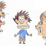 Pendelton and Lions - Pen and Colored Pencils